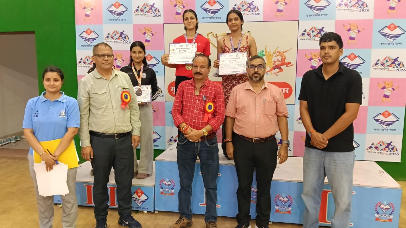 खेल महाकुम्भ 2026-27 : मुख्यमंत्री चैम्पियनशिप ट्रॉफी राज्य स्तरीय प्रतियोगिता के दूसरे दिन योगासन स्पर्धाओं के विजेताओं को किया गया सम्मानित।