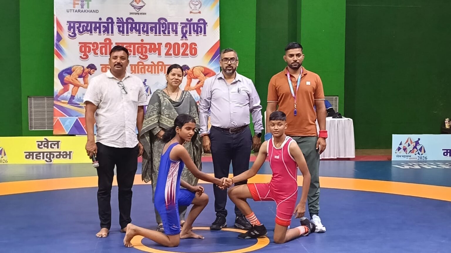 राज्य स्तरीय मुख्यमंत्री चैम्पियनशिप ट्रॉफी खेल महाकुंभ 2026–27 के अंतर्गत योगस्थली खेल परिसर रोशनाबाद में कुश्ती प्रतियोगिता का शुभारंभ।